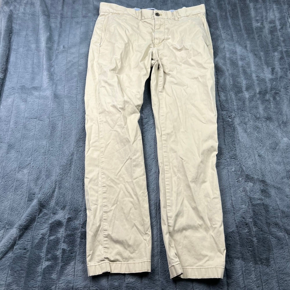 Tommy Hilfiger Custom Fit Chino Pants Mens 34x32 Tan Khaki Cotton Stretch 13244